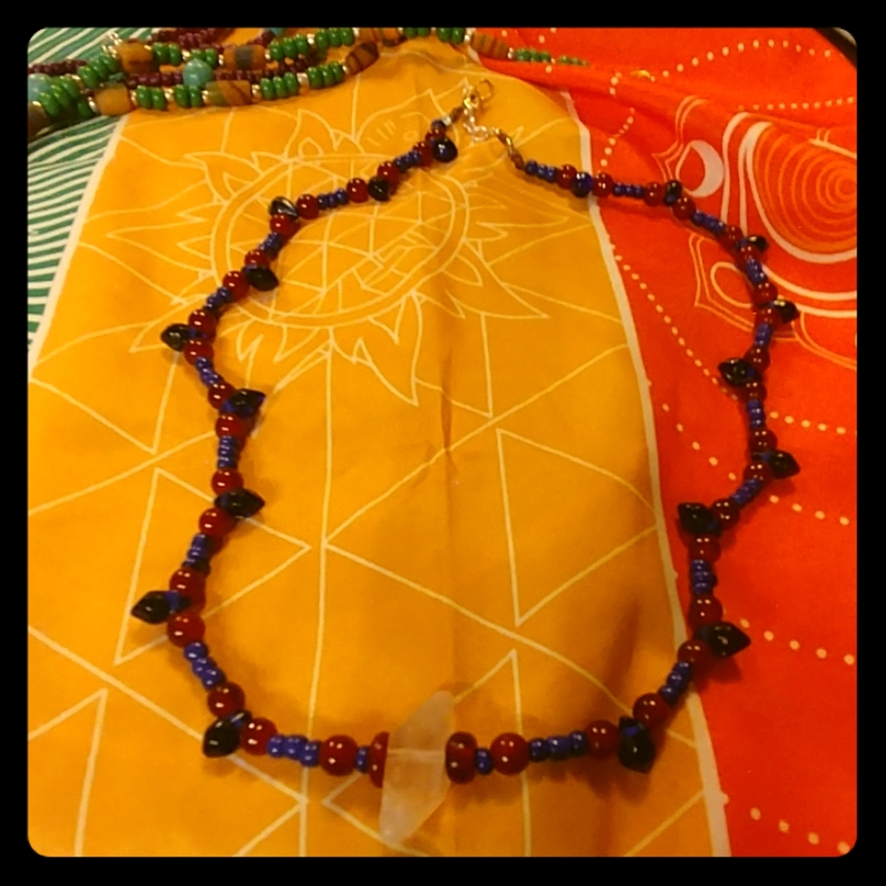 Blue and purple real quartz neclace